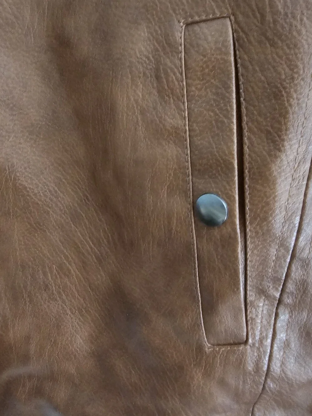 Fried Denim Faux Leather Jacket Men’s L Brown Moto Trucker Shirt Jacket Soft